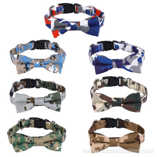 Friendly Camo Luxury Removable Bow Tie Dog Collar